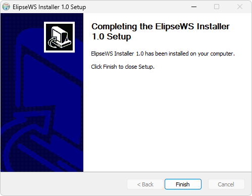 Tela de conclusão do instalador do ElipseWS