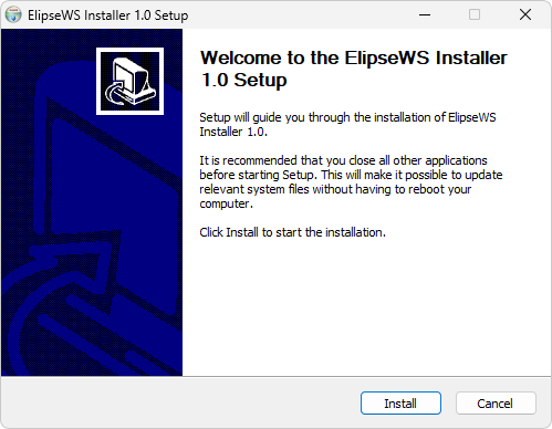Tela inicial do instalador do ElipseWS